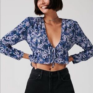 Aritzia Floral Blue Women's Top